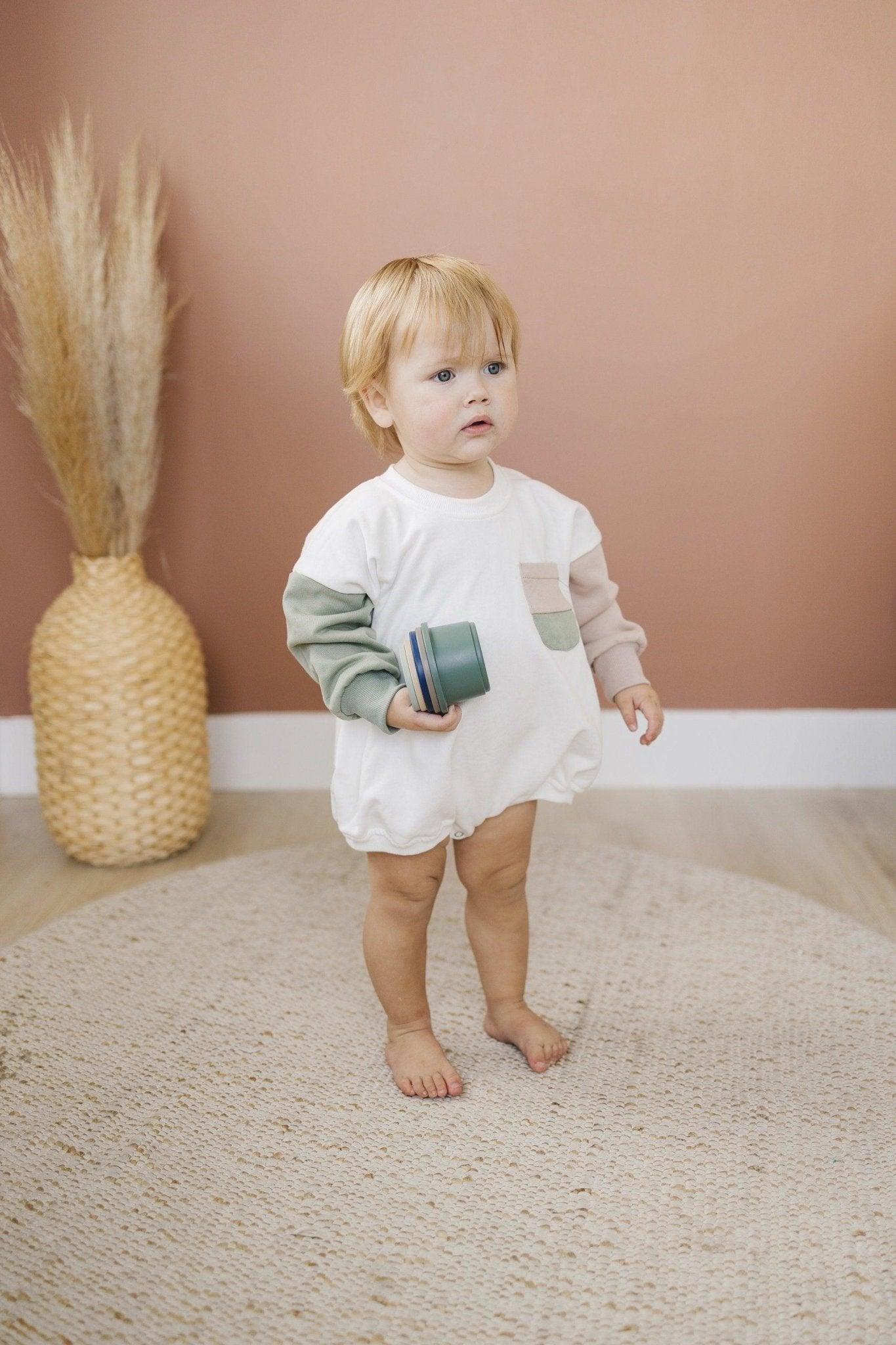 Colorblock Pocket Sweatshirt Romper