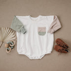 Colorblock Pocket Sweatshirt Romper