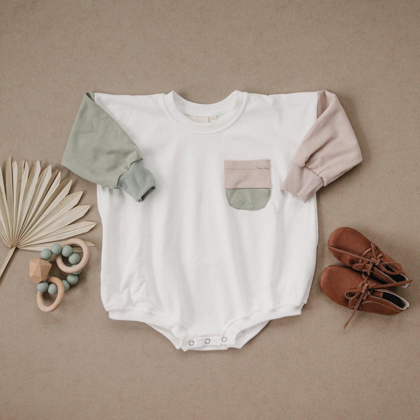 Colorblock Pocket Sweatshirt Romper