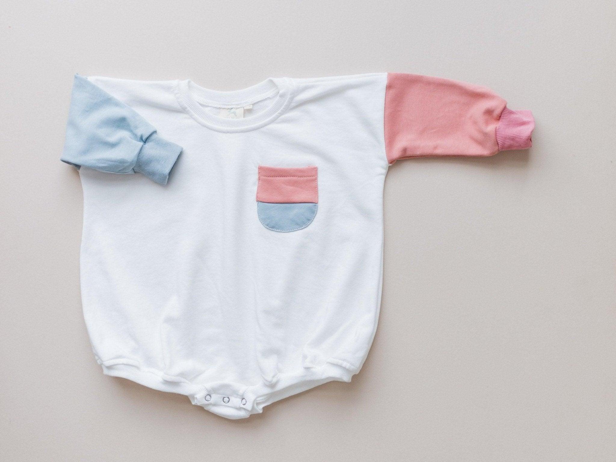 Colorblock Pocket Sweatshirt Romper