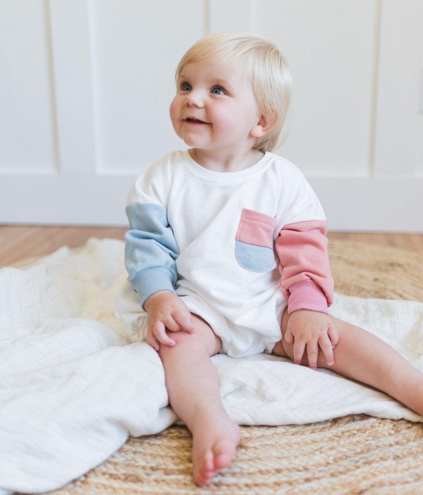 Colorblock Pocket Sweatshirt Romper