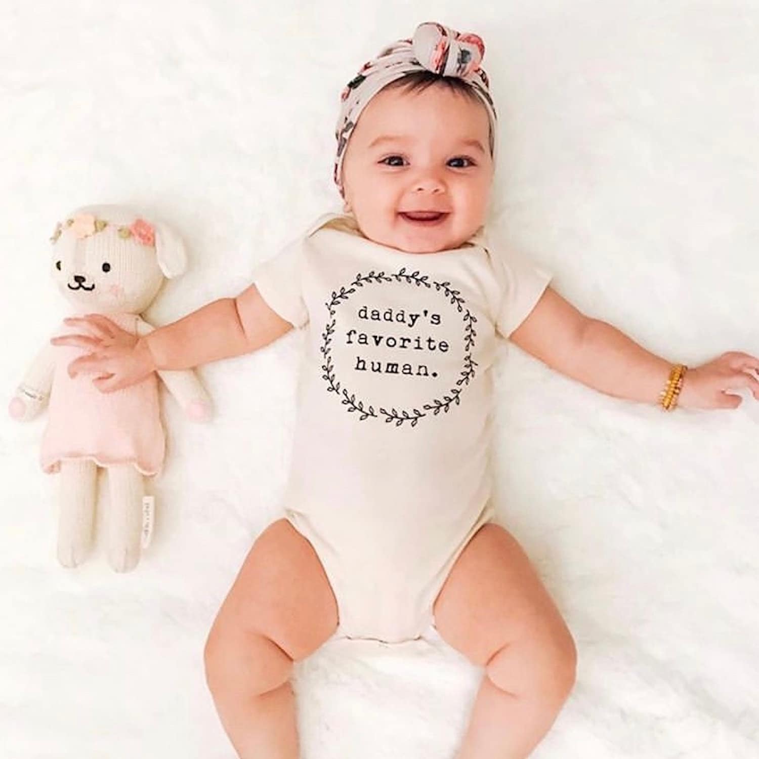 Daddy's Favorite Human Organic Cotton Baby Bodysuit Short Sleeve