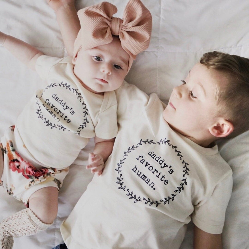 Daddy's Favorite Human Organic Cotton Baby Bodysuit Short Sleeve