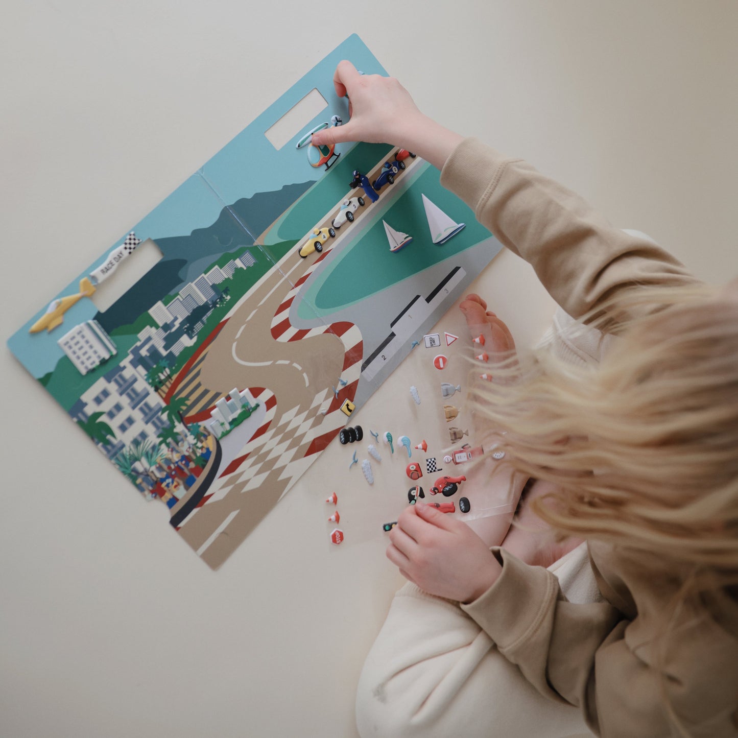 Reusable Race Cars Sticker Set