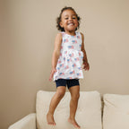 Flag Print Bamboo Peplum Top & Bike Shorts