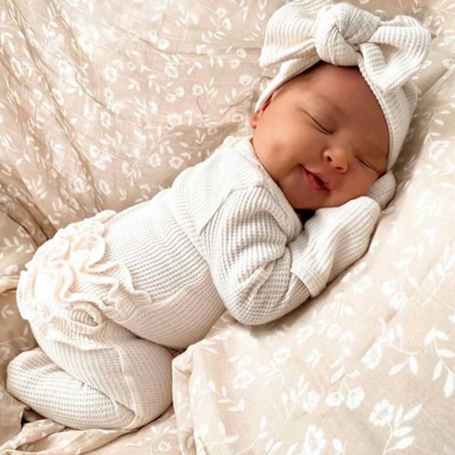 Ruffle Footed Jumpsuit Romper with Headband Set