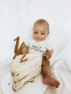 Half Birthday Organic Cotton Baby Bodysuit Short Sleeve