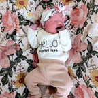 Hello I'm New Here Organic Cotton Baby Bodysuit Long Sleeve