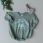 Farm Fresh Christmas Trees Sweatshirt Romper - Sage