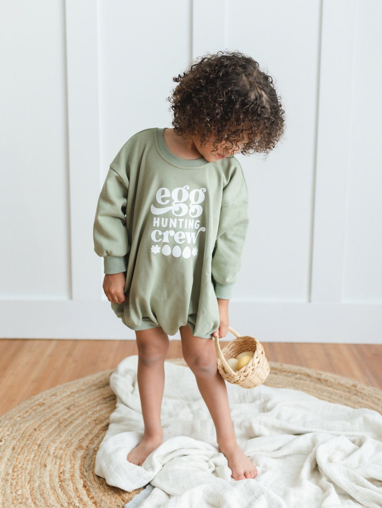 Egg Hunting Crew Sweatshirt Romper - more colors