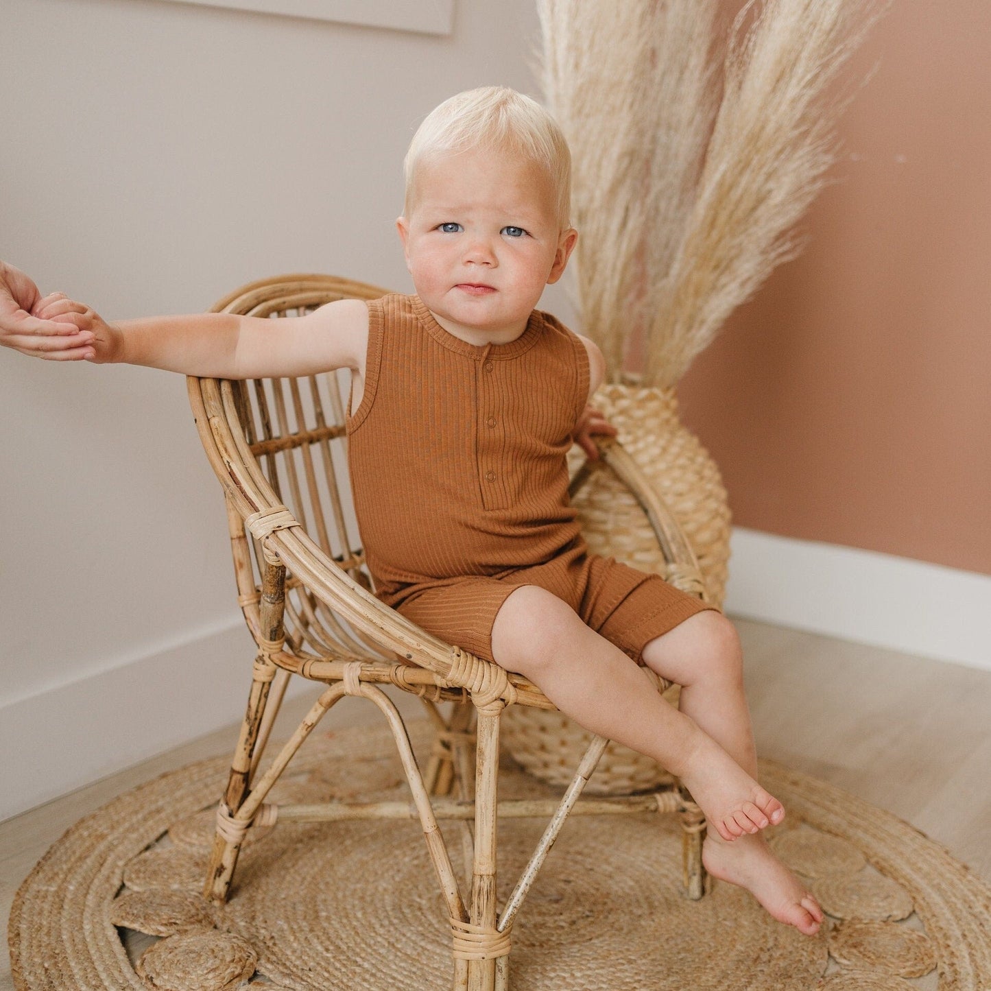 Organic Cotton Ribbed Sleeveless Romper