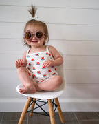 Red White & Blue Tulip Floral Ribbed Bamboo 2pc Tank Set