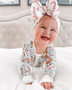 BASEBALL SMILEY DREAM ZIPPER ROMPER