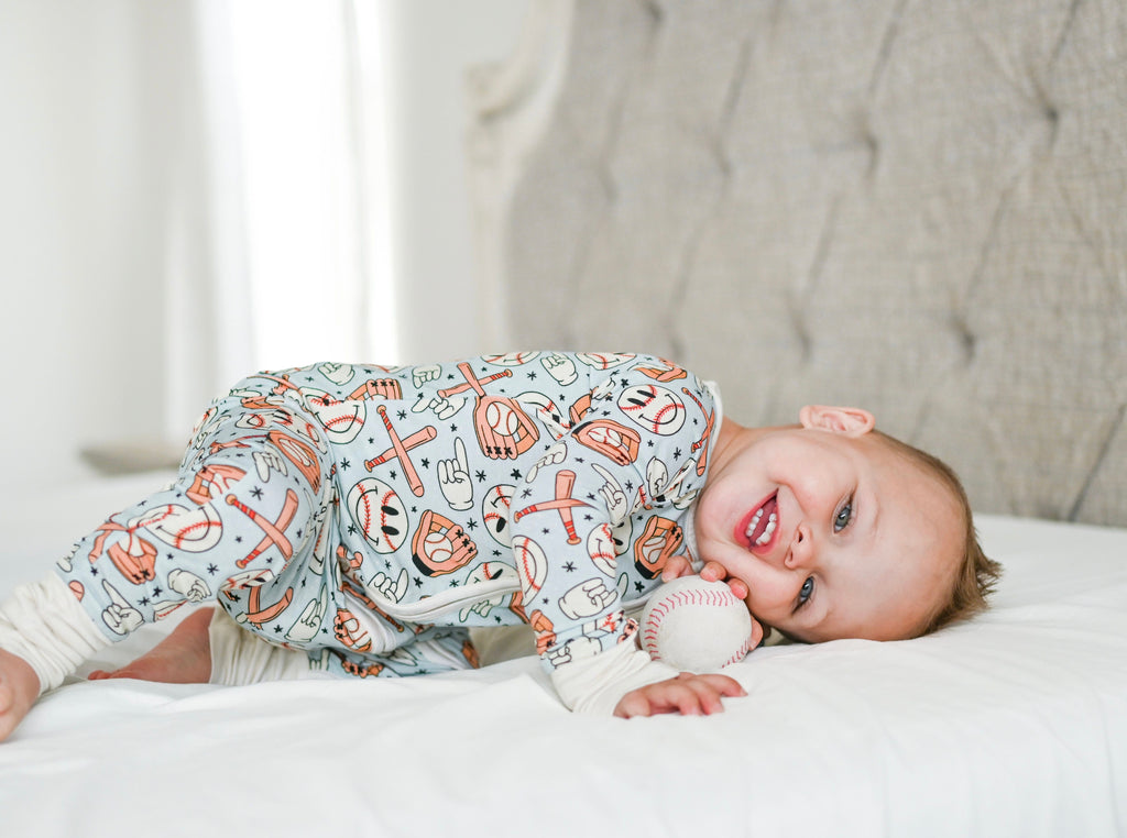 BASEBALL SMILEY DREAM ZIPPER ROMPER