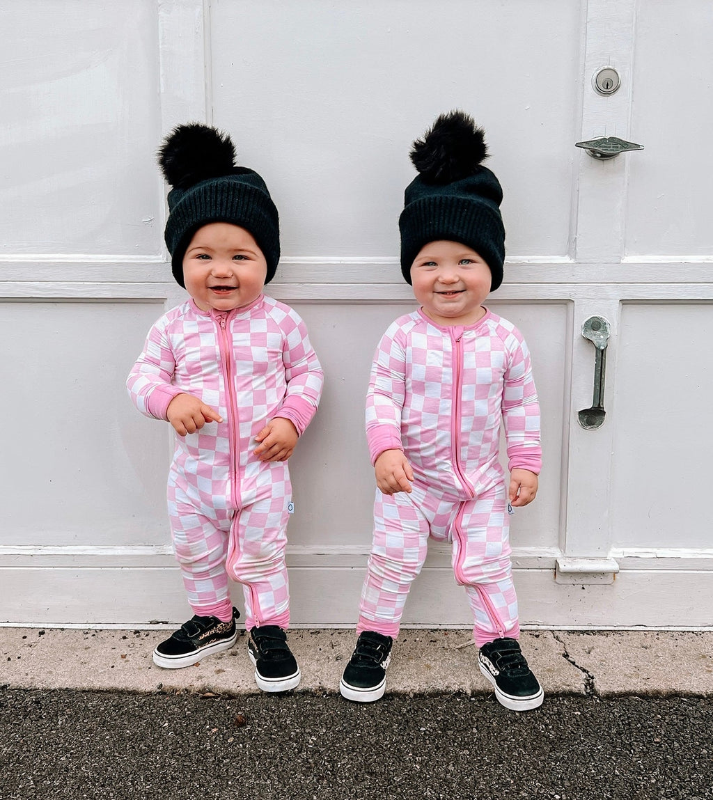 BUBBLEGUM CHECKERS DREAM ZIPPER ROMPER