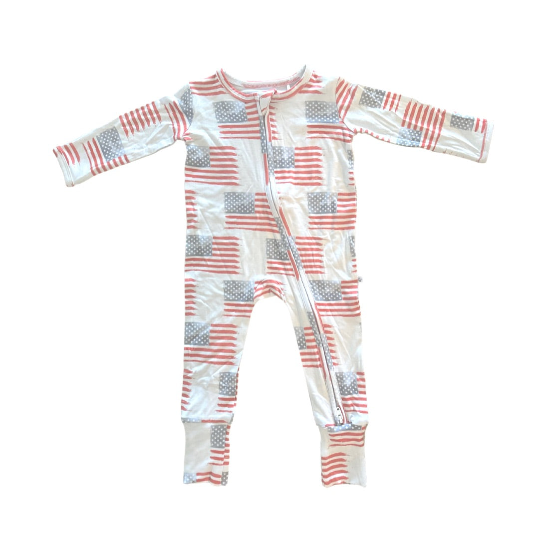 American Flag Convertible Foot Onesie Romper