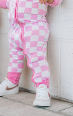 BUBBLEGUM CHECKERS DREAM ZIPPER ROMPER