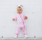 BUBBLEGUM CHECKERS DREAM ZIPPER ROMPER