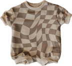 Short Sleeve Romper | Wavy Checkerboard