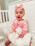 BUBBLEGUM CHECKERS DREAM ZIPPER ROMPER