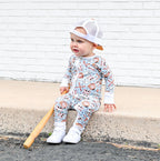 BASEBALL SMILEY DREAM ZIPPER ROMPER