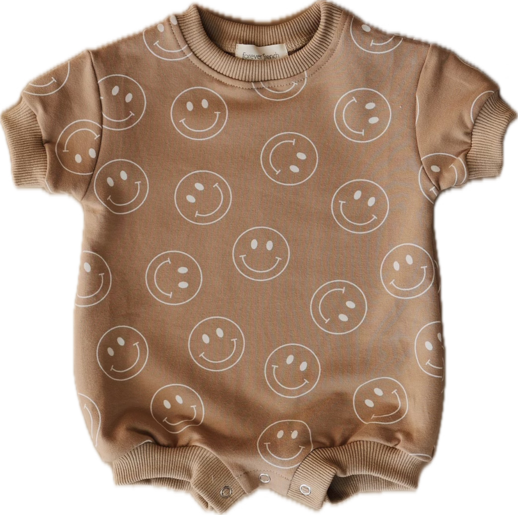 Short Sleeve Romper | Just Smile Tan