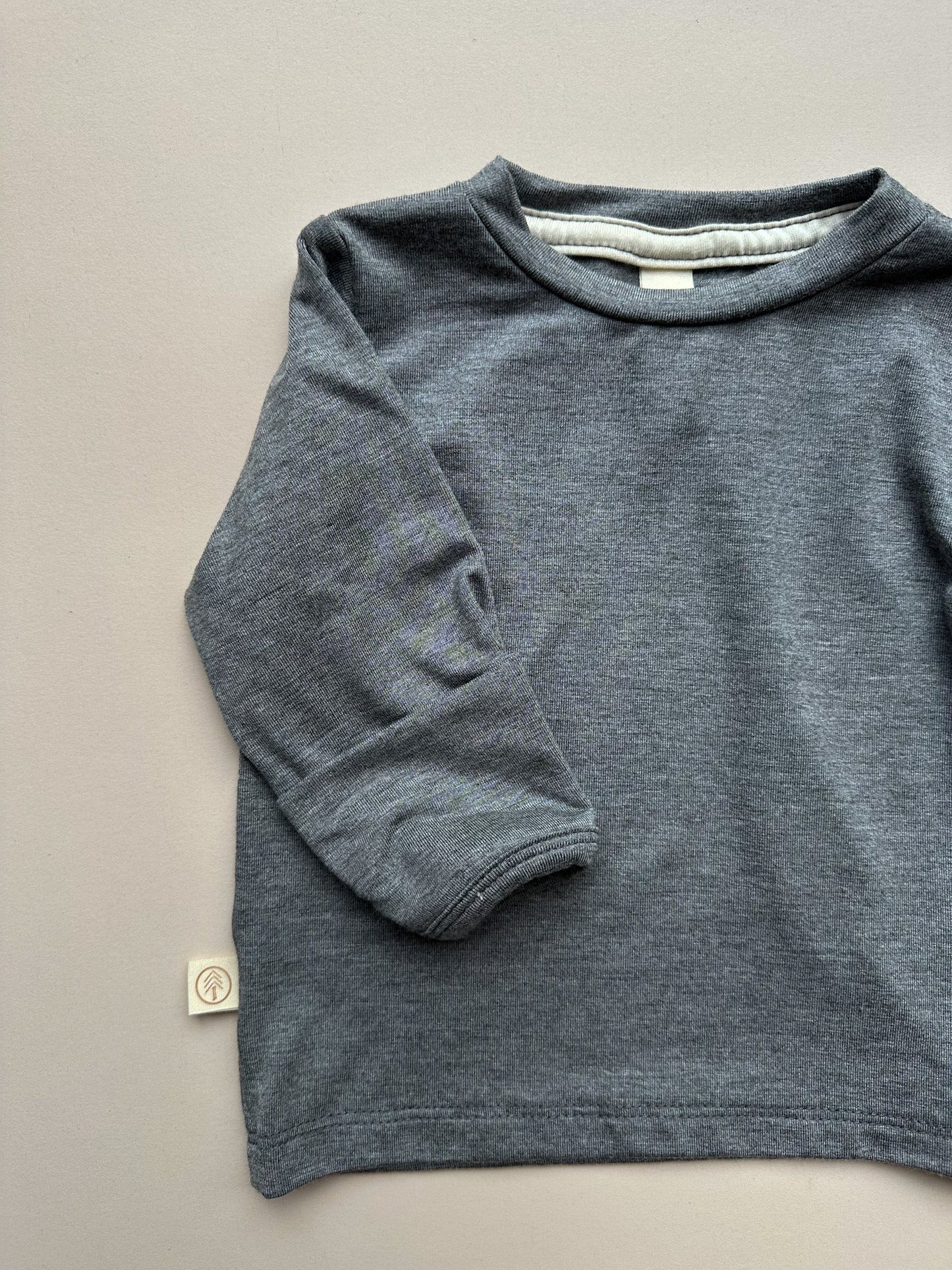 0/3m, 3/6m | Long Sleeve Crew Neck Tee with Mittens | Baby & Toddler | Luxury Bamboo | Dark Heather Gray