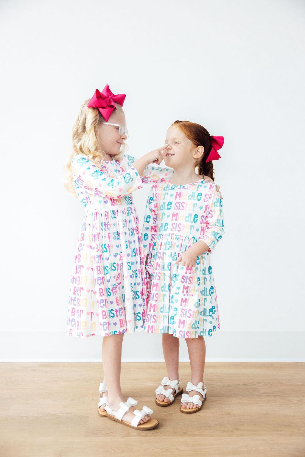 Big Sister 3/4 Sleeve Pocket Twirl Dress