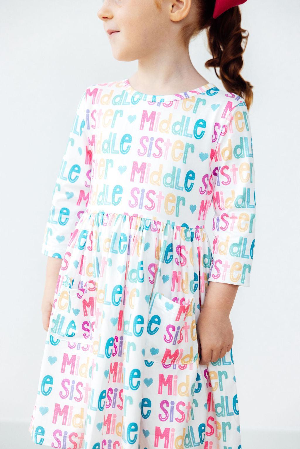Middle Sister 3/4 Sleeve Pocket Twirl Dress