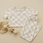 Neutral Checker 2pc Bamboo Pajama Set