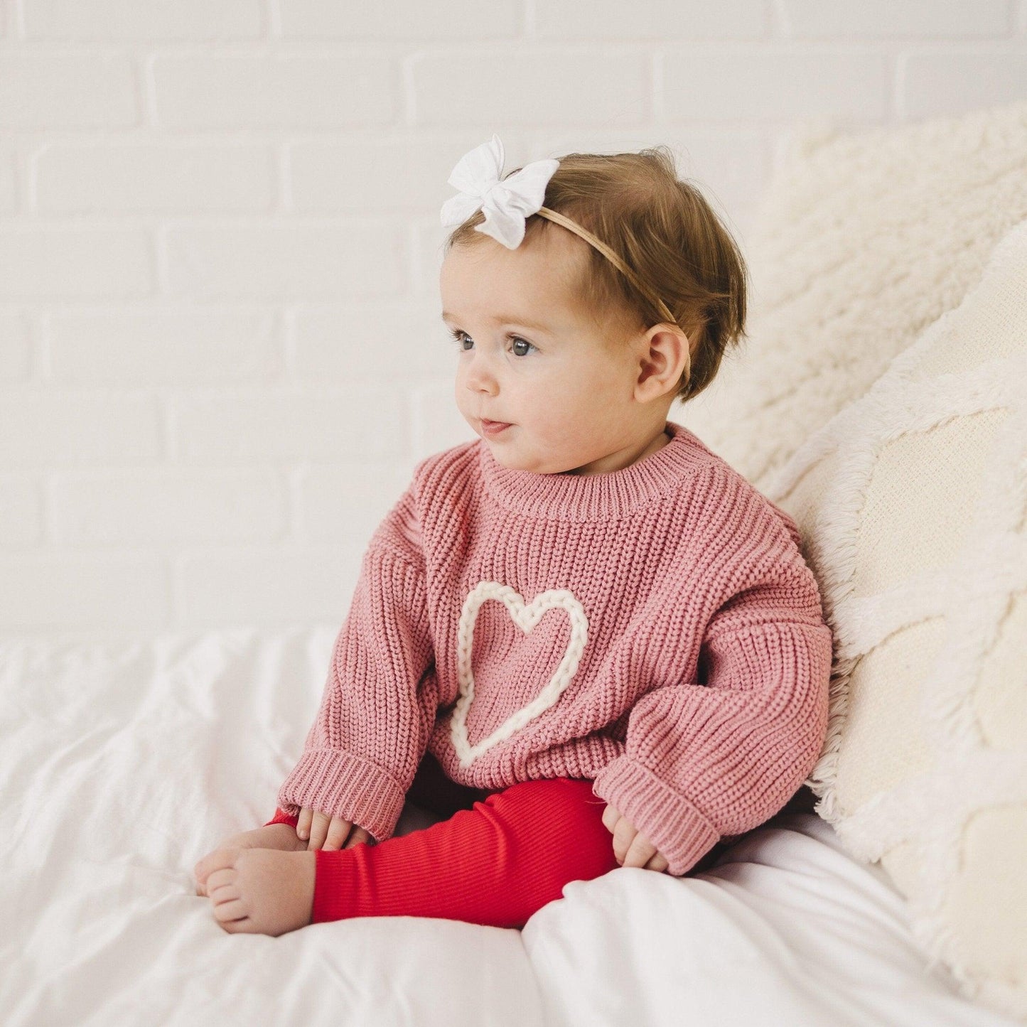 Pink Heart Hand Embroidered Sweater Top