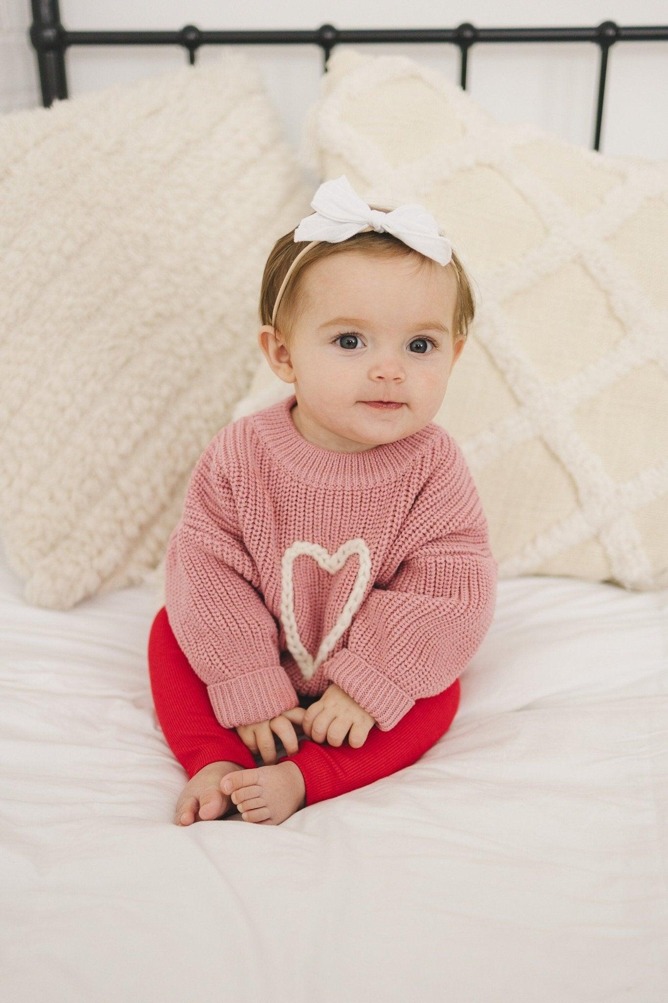 Pink Heart Hand Embroidered Sweater Top