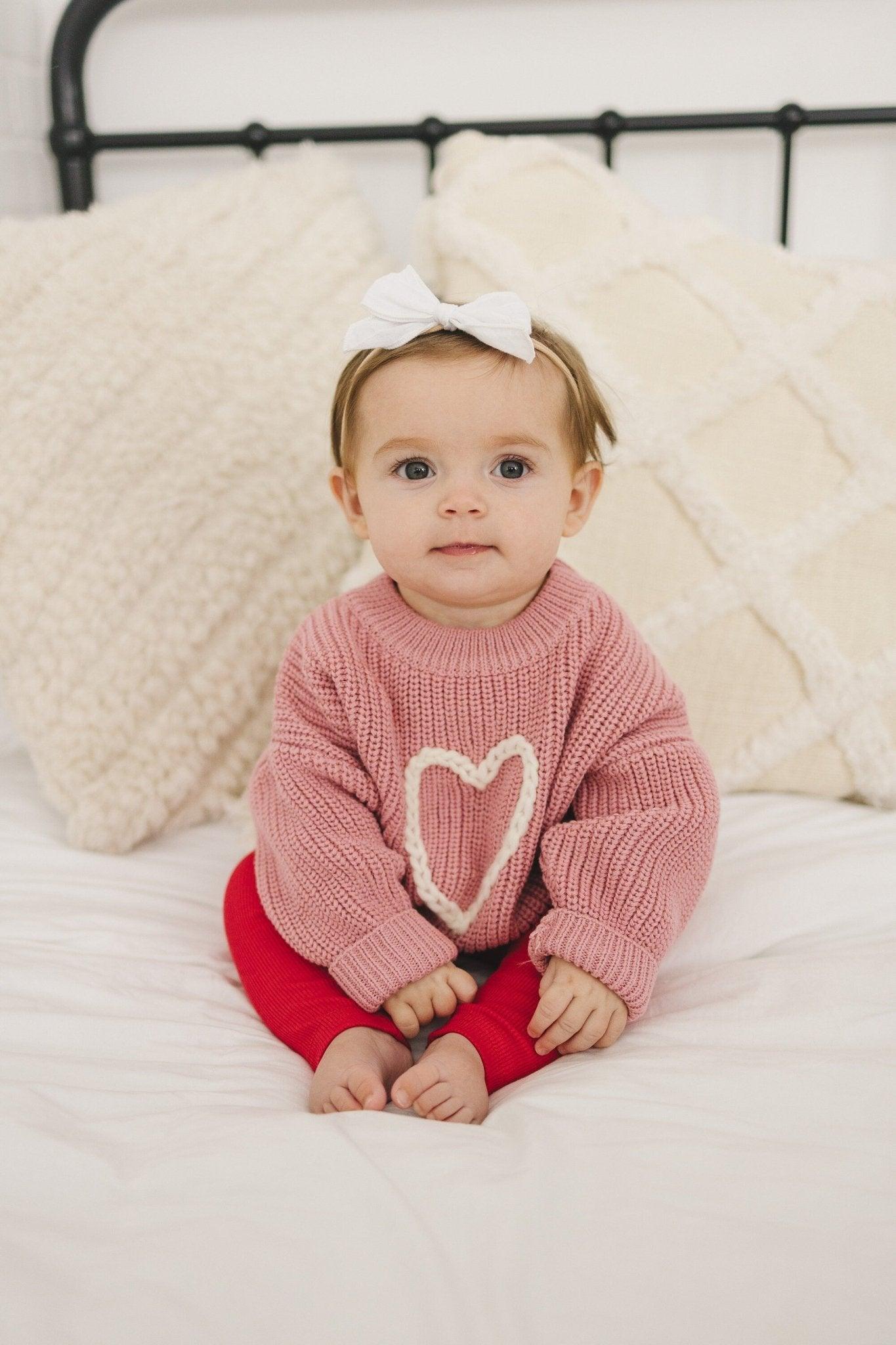 Pink Heart Hand Embroidered Sweater Top