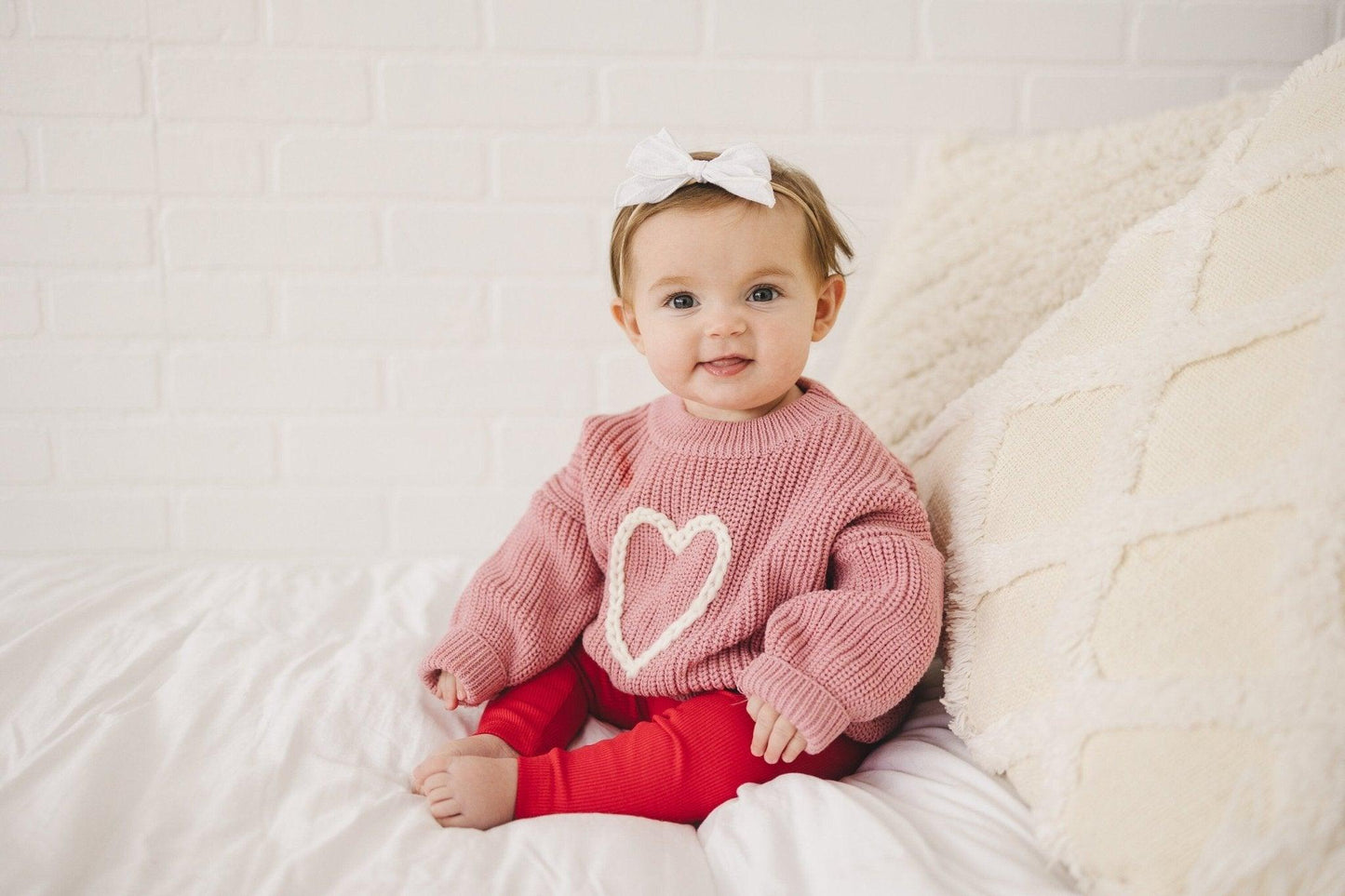 Pink Heart Hand Embroidered Sweater Top