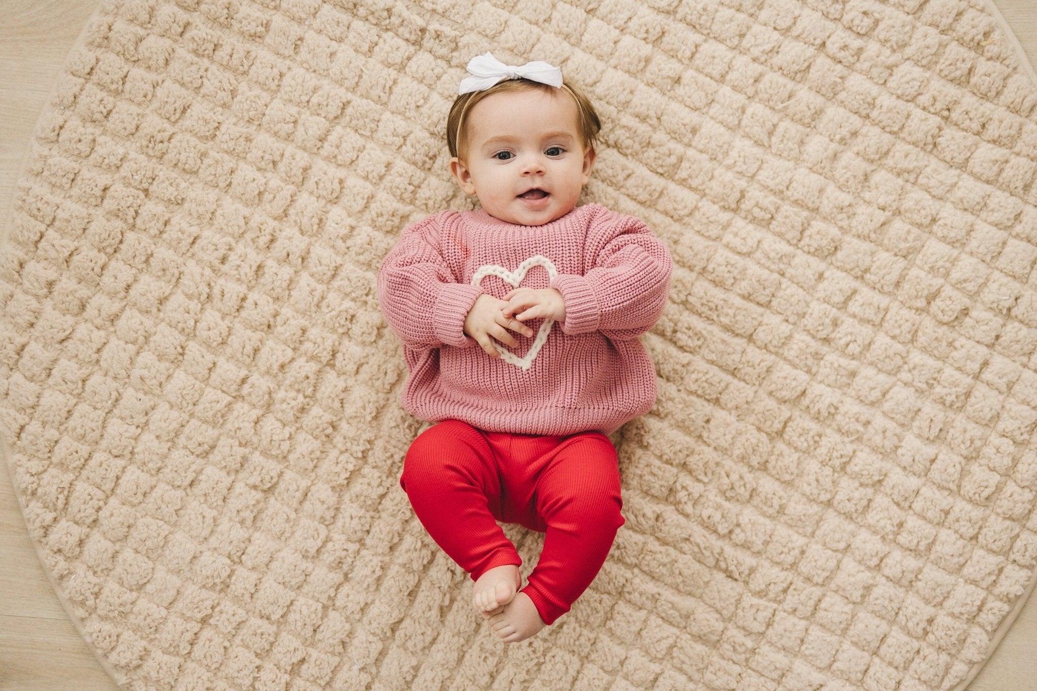 Pink Heart Hand Embroidered Sweater Top