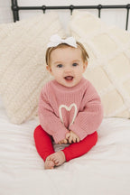 Pink Heart Hand Embroidered Sweater Top