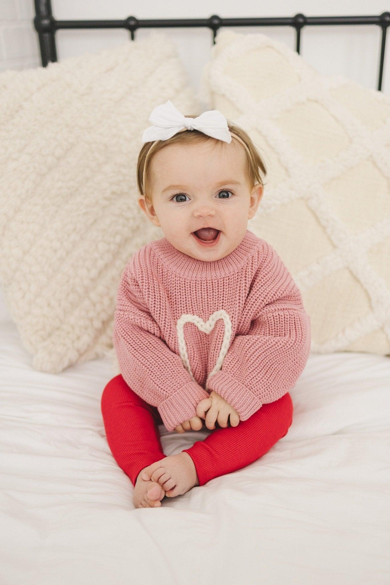 Pink Heart Hand Embroidered Sweater Top