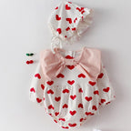 Large Bow Heart Print Romper Set