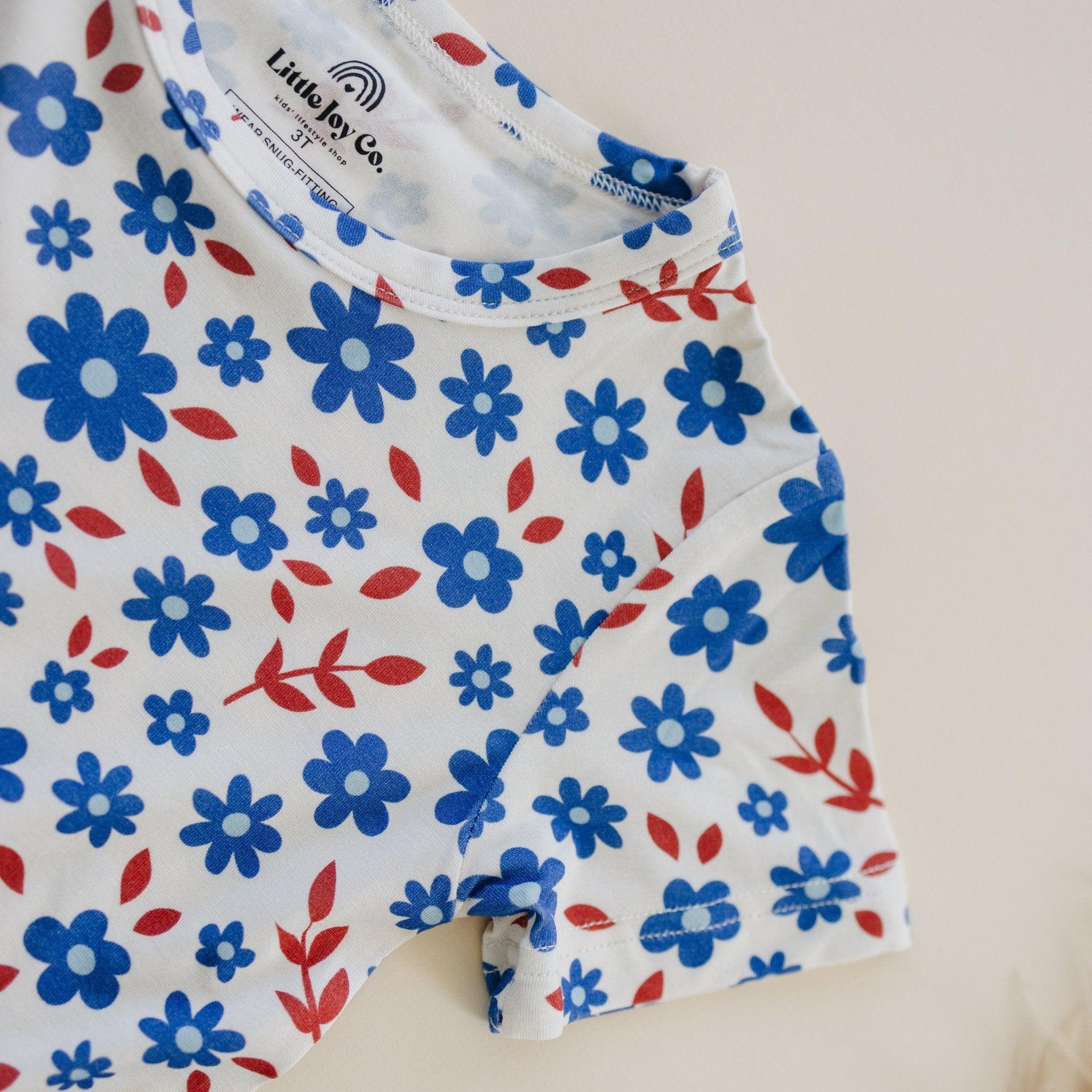 Red White & Blooms 2pc Bamboo Pajamas Floral Set *see size notes