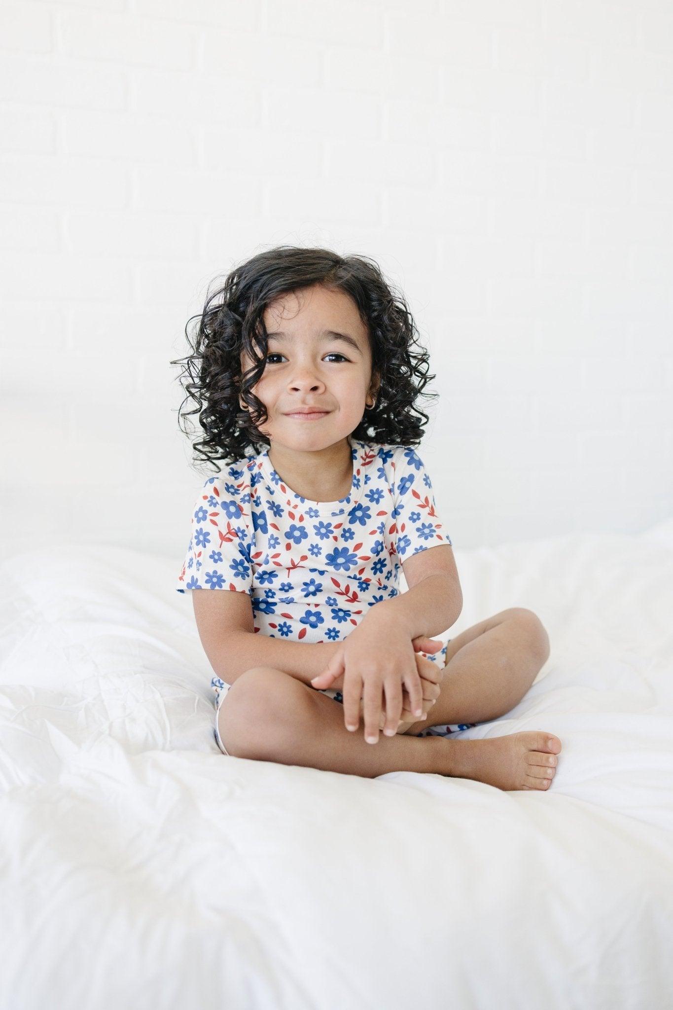 Red White & Blooms 2pc Bamboo Pajamas Floral Set *see size notes