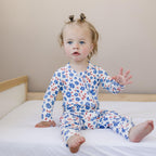 Red White & Blooms Bamboo Zippy Floral Zipper Romper
