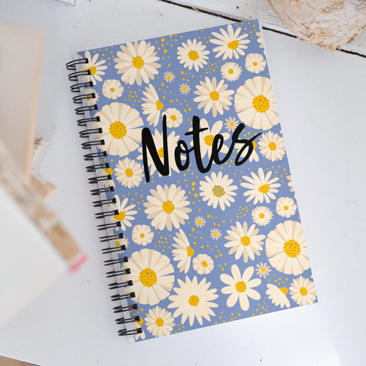 Spiral notebook - Blue Yellow Floral - 140 Pages