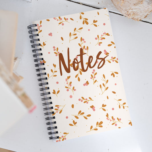 Spiral notebook - Fall Floral - 140 Pages