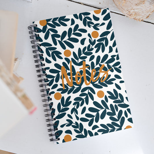 Spiral notebook - Blue Abstract Plants - 140 Pages