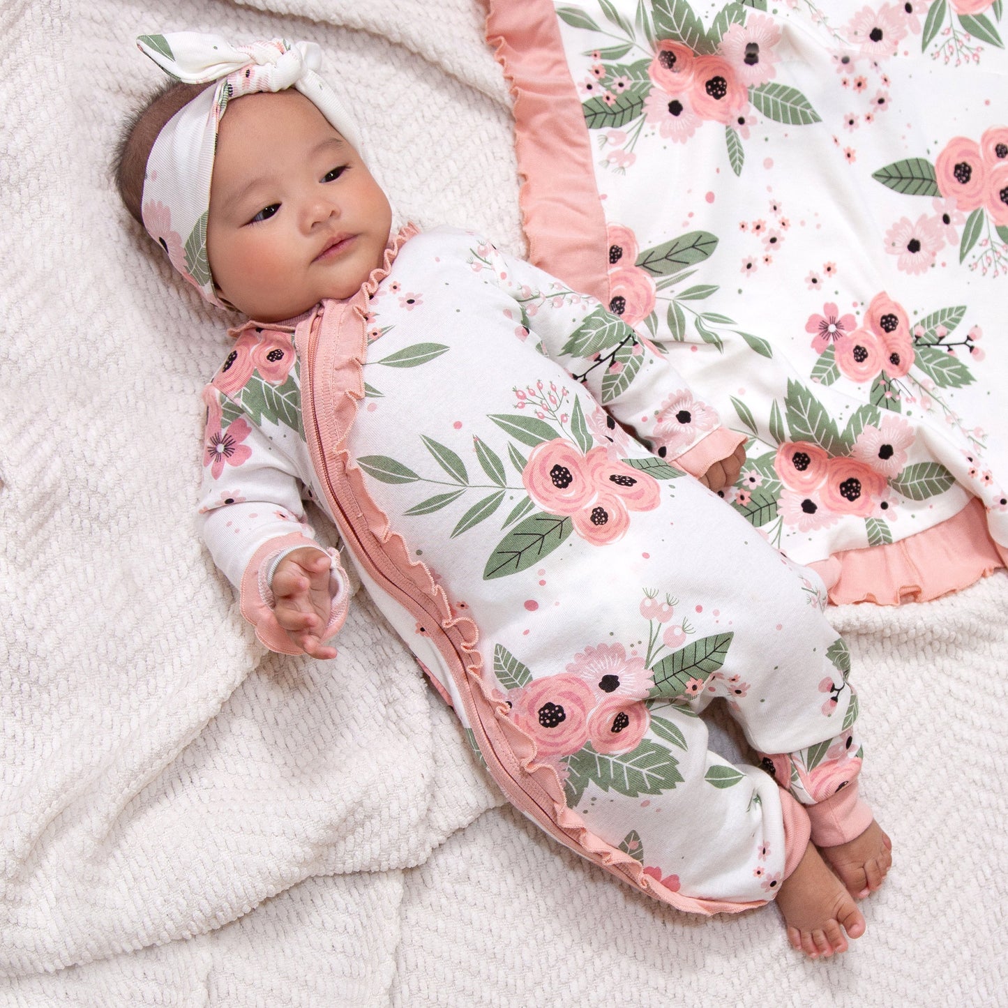 Baby Girl Jardin Floral Zipper Romper