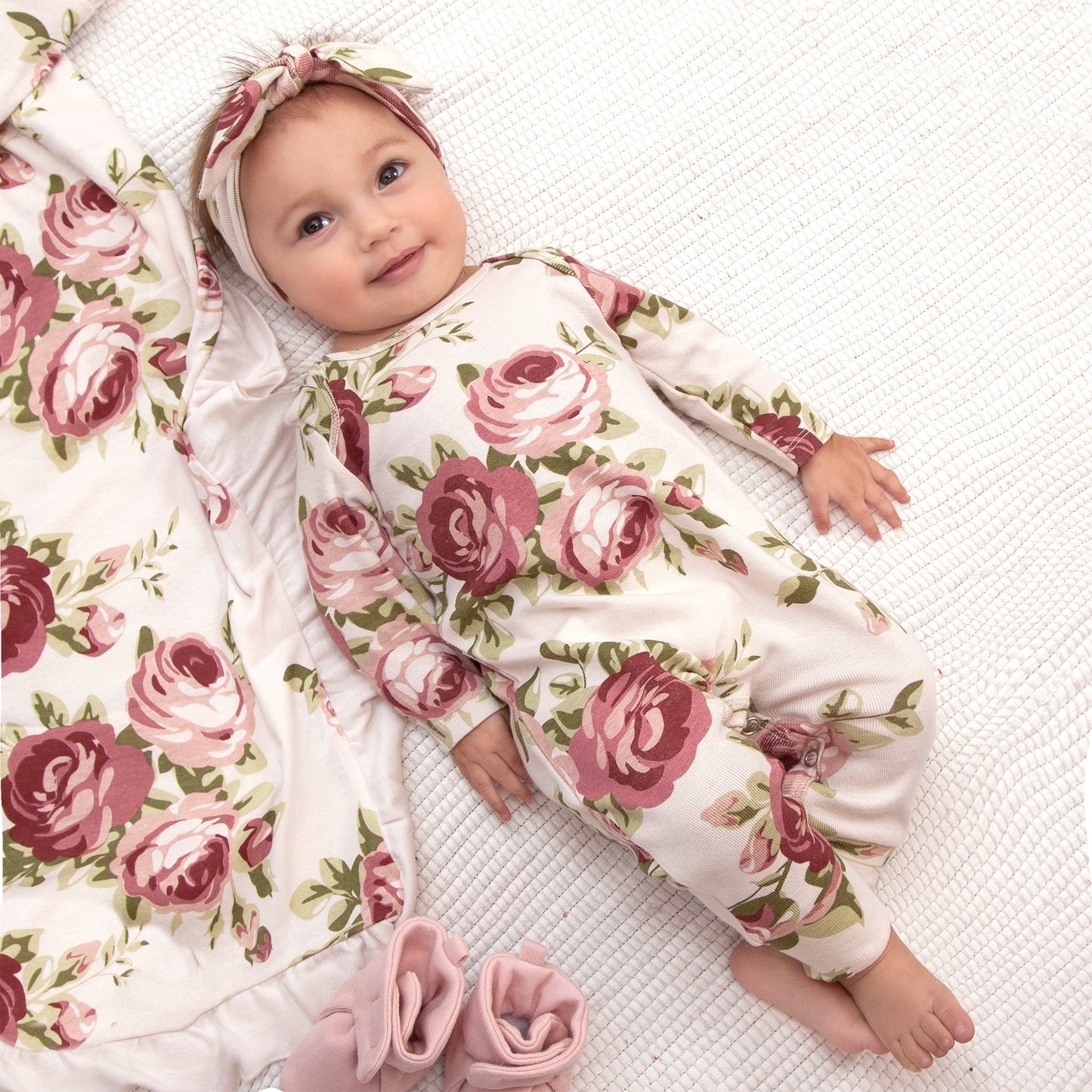 Cabbage Rose Cotton Floral Romper