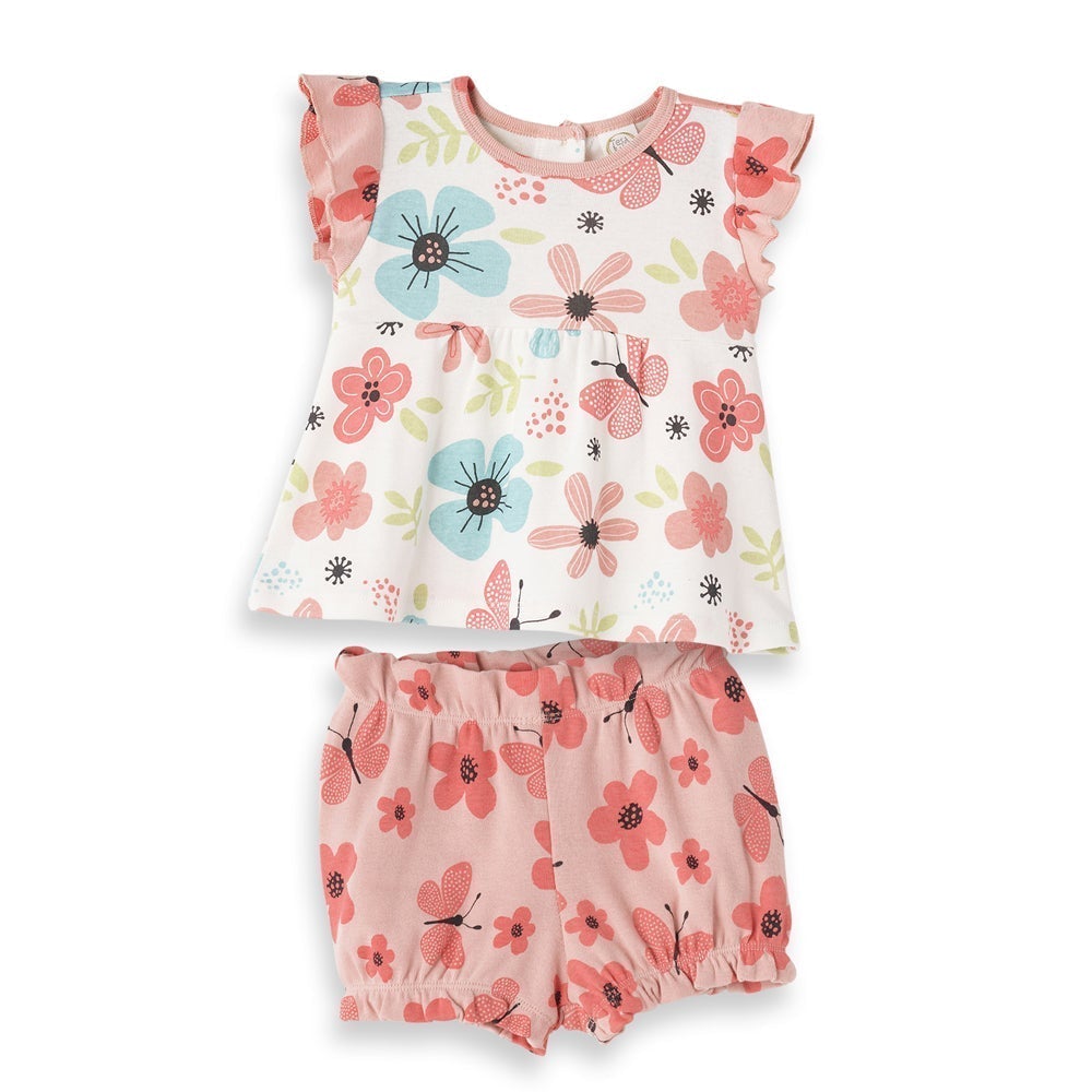 Butterflies & Blooms Top & Shorts Floral Set