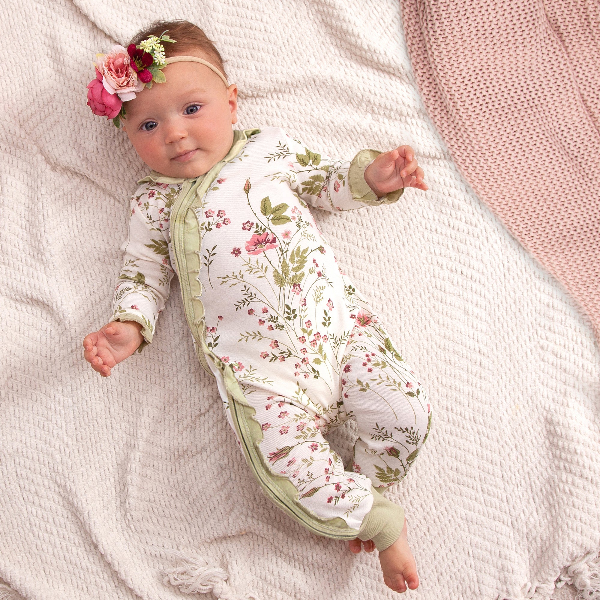 Pretty Petals Bamboo Floral Zipper Romper