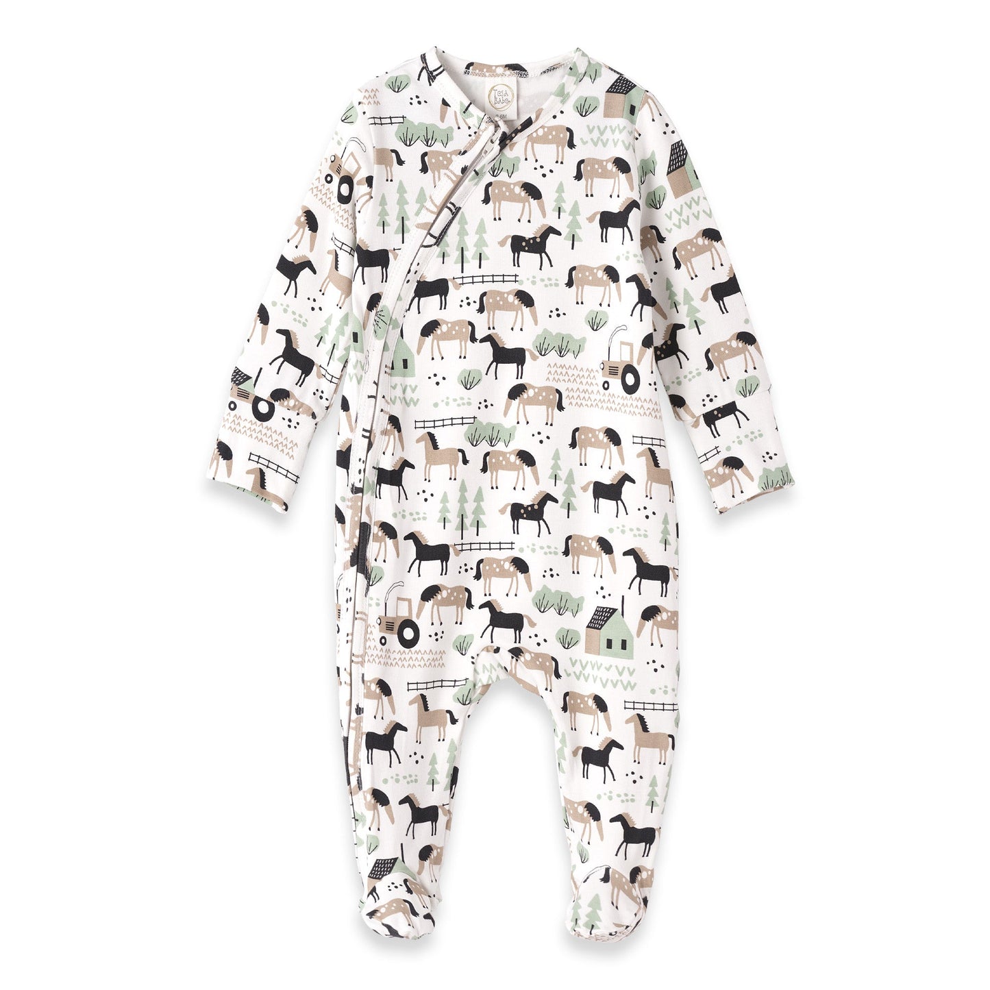 Horses On The Farm Bamboo Zipper Romper