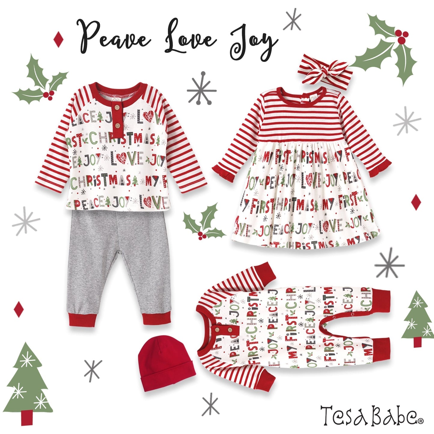 Christmas Peace-Love-Joy Bamboo Romper